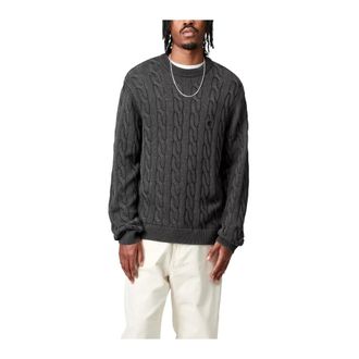 Carhartt Work in Progress Truien & Vesten, Heren, Zwart, L, Katoen, Klassieke Zwarte Trui met Vlechtbreisel