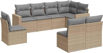 vidaXL Vidaxl - Juego De Sof&aacute;s De Jard&iacute;n Con Cojines Beige 8 Pzas Rat&aacute;n Pe