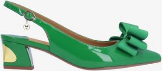 J. Rene&eacute; Womens Kimma Sling Back Pumps In Green Patent/grosgrain