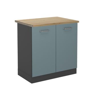 Vicco Armario Bajo Para Fregadero R-line, Gris Azulado, 80 Cm, Et Roble, Vicco