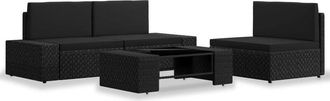 vidaXL Vidaxl - Juego De Muebles De Jard&iacute;n 4 Piezas Rat&aacute;n Sint&eacute;tico Negro