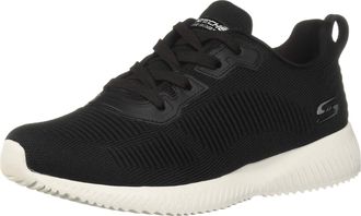 Skechers Womens Bobs Squad Tough Talk Sneakers, Black Engineered Knit, 4 UK