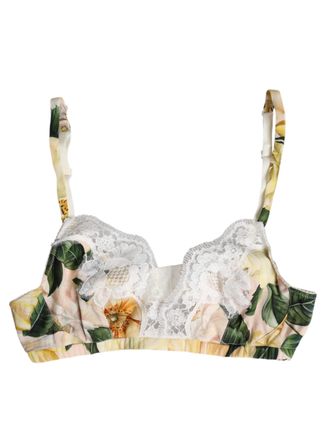 Dolce & Gabbana Womens Multicolor Floral Print Non Wire Bra Underwear Silk Cotton Elastane Nylon Clothing