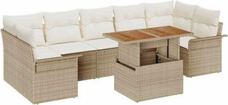 vidaXL Conjunto De Sof&aacute; De Jard&iacute;n 8 Pcs Beige Polirat&aacute;n Vidaxl
