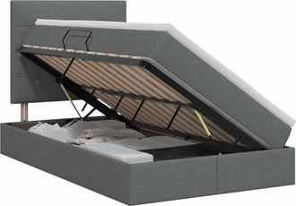 vidaXL Cama Con Almacenamiento Y Colch&oacute;n Gris Oscuro 120 X 200 Cm Tela Vidaxl
