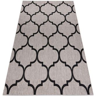 RugsX Rugsx - carpet sizal floorlux 20608 Moroccan trellis silver / black beige 140x200 cm