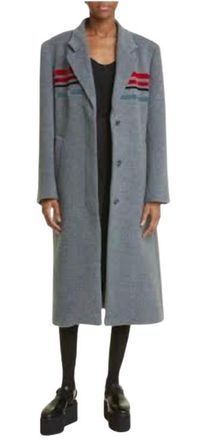 MOLLY GODDARD Grey Wool Long Coat Size S