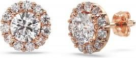 Allurez 1.00ct. Halo Diamond Stud Earrings 14kt Rose Gold (G-H, VS2-SI1)