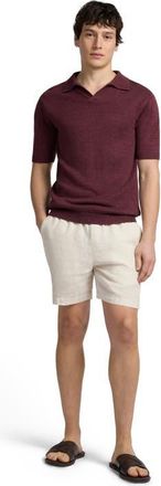 Onia Silk Linen Short Sleeve Johnny Polo in Port Wine at Nordstrom, Size Medium S