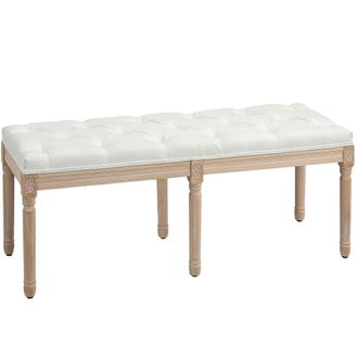 HOMCOM End Of Bed Bench - Upholstered Bedroom Bench - Cream White | TJ Hughes