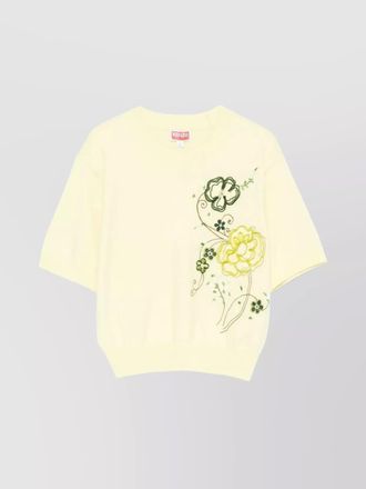 Kenzo crew neck floral embroidery top
