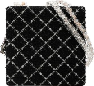 Chanel Borsa a tracolla in tweed e resina con zip e catena 2016-2017 - Nero