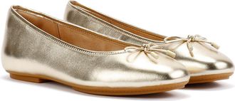 FitFlop Fitflop Delicato Metallic Leather WoMens Platino Ballet Flats - Gold - Size UK 6
