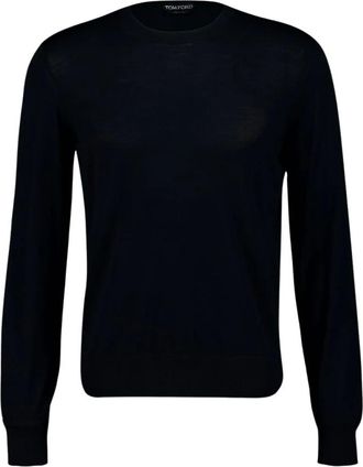 Tom Ford Truien & Vesten, Heren, Zwart, M, Wol, Klassiek Ronde Hals Breiwerk