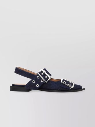 Ganni denim slingback ballerina flats