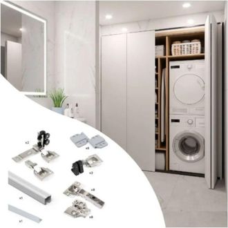 Emuca Kit 2 Ante Scorrevoli Pieghevoli Con Guida Inferiore