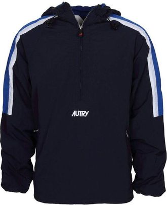 Autry Mens Leather Biker Jacket With Zipper Details - Navy Nylon - Size X-Large