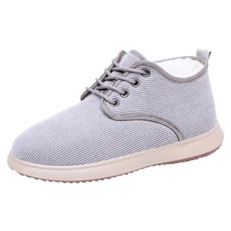 Generic Womens Snow Boots Warm Faux Fur Lined Walking Shoes Ladies Warm Slip On Winter Shoes Lace Up Wide Fit Fashion Sneakers (Grey, 6.5)