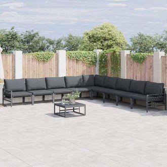 vidaXL Conjunto De Sof&aacute; De Jard&iacute;n 9 Pcs Antracita Acero Vidaxl