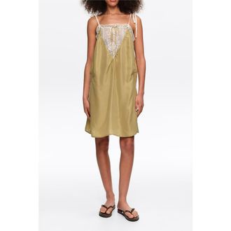 Bimba & Lola Short Silk Strappy Dress in Green at Nordstrom, Size Xx-Small Eu
