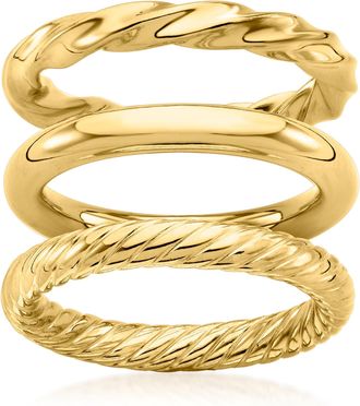 Ross-Simons 18kt Gold Over Sterling Jewelry Set: 3 Polished Rings