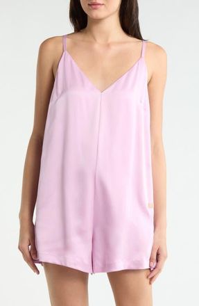 Lunya Washable Silk Pajama Romper in Lilac Bloom at Nordstrom, Size X-Small