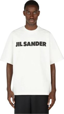 Jil Sander T-Shirts, male, White, Size: L Logo Print T-Shirt