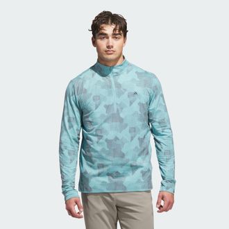 adidas adidas Performance Mens Go-To Printed Quarter-Zip Pullover - Turquoise - Size X-Small