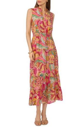 Halogen Smocked Tiered Sundress in Pink Multi at Nordstrom Rack, Size X-Small