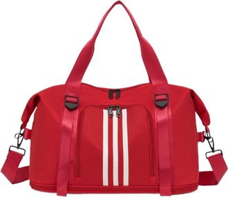 Generic Compatible For Unisex Large Travel Bag Multi-Functional Duffle Tote Handbags Nylon Waterproof Shoulder Women Wet Dry Pockets Gym Bags(Red)