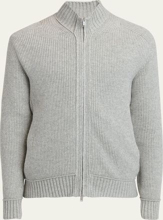 Ermenegildo Zegna Mens Melange Oasi Cashmere Full-Zip Sweater