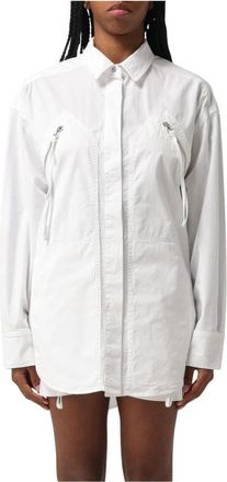 Pinko Pinko, Overhemden, Dames, Wit, S, Katoen, Lange mouwen shirt met ritssluiting
