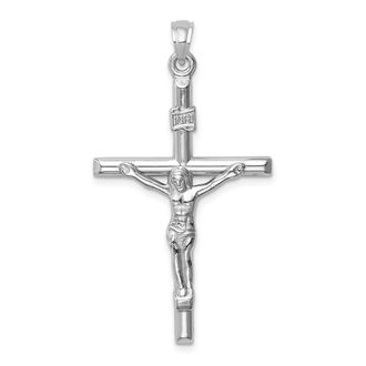 Diamond2Deal 14k White Gold Hollow Crucifix Pendant