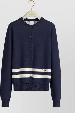 Dior knit cardigan striped pattern ribbed cuffs hem