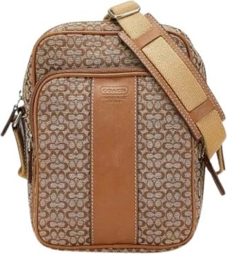 Coach Pre-owned Cross Body Bags, female, Beige, Size: ONE SIZE Pre-owned Canvas Shoulder Bag