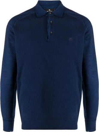 Etro Polo Shirt - Heren - Polos - Blauw - L - Wol - Tops