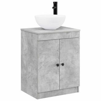 vidaXL Juego De Muebles De Ba&ntilde;o Gris Hormig&oacute;n Madera De Ingenier&iacute;a Vidaxl
