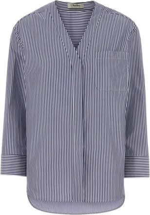 Max Mara Chicca Blouse - Dames - Blouses - Blauw - M - Katoen - Overhemden