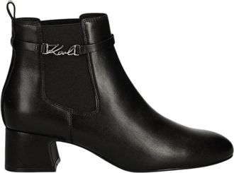 Karl Lagerfeld Bonnie Enkellaarsjes - Dames - Laarzen met Hak - Zwart - 36 EU - Leer - Schoenen