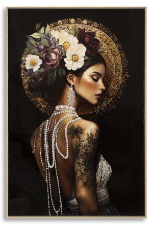 Mauro Ferretti L&aacute;mina Pintada Sobre Tela Lacada Persian Con Marco -a- Cm 62x3,5x92
