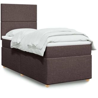 vidaXL Vidaxl - Cama Box Spring Con Colch&oacute;n Tela Marr&oacute;n Oscuro 80x200 Cm