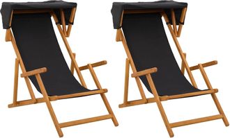 vidaXL Silla De Terraza 2 Pcs 3 Posici&oacute;n Madera De Eucalipto Maciza Vidaxl