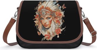 Generic Indians Women Butterflies Crossbody Bag Womens Handbag PU Message Bags Shoulder Purse with Adjustable Strap