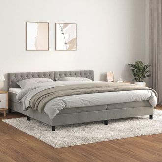vidaXL Vidaxl - Cama Box Spring Con Colch&oacute;n Terciopelo Gris Claro 200x200 Cm