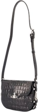 Vivienne Westwood Womens Hunter Crossbody - Vivienne Westwood Leather Black Calfskin Bags Crossbodies