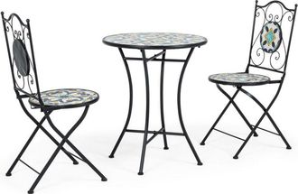 BIZZOTTO Set Terrazzo Tavolo e Sedie Acciaio Nero Rustico Esterno - BYZANTINE - Colore: Composizione 2