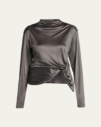 Emporio Armani Asymmetric Draped Shiny Viscose Top
