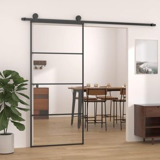 Berkfield Home Sliding Door Aluminium & ESG Glass 90x205 cm Black