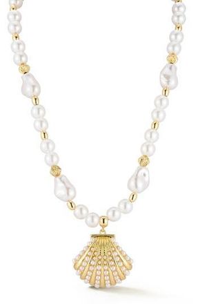 Glaze Jewelry Faux Pearl Shell Pendant Necklace in Gold at Nordstrom Rack