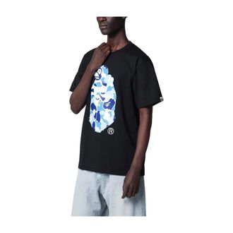 A Bathing Ape T-Shirts, male, Blue, Size: 2XL ABC Camo Milo On Big Ape Tee